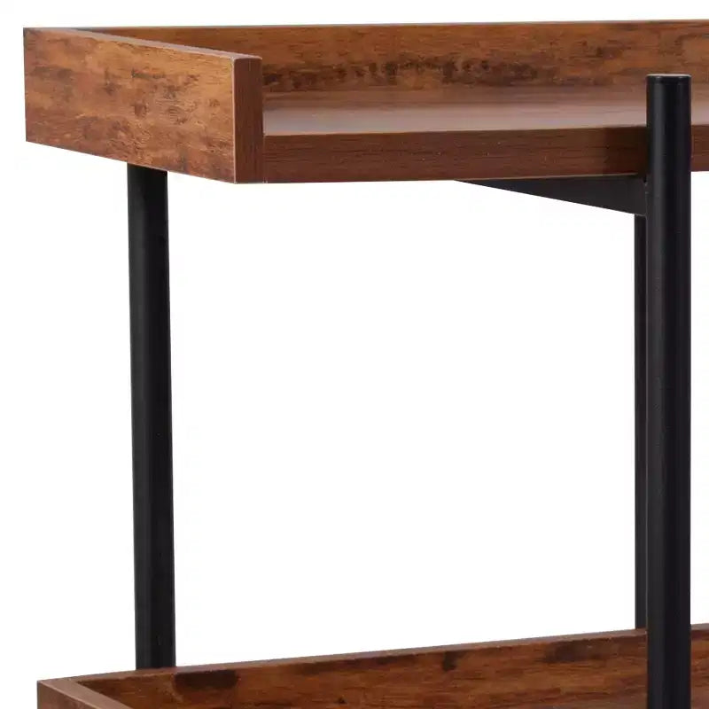 Flash Furniture Mayfair Libreria a 3 Ripiani, Unità di Archiviazione e Espositore da 35H con Struttura in Metallo Nero e Finitura in Venatura del Legno Rustico