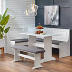 Set da pranzo con angolo colazione Buylateral 3 pezzi Polly Farmhouse imbottito in legno massello