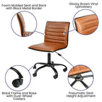 Sedia da ufficio girevole Flash Furniture con schienale basso, senza braccioli, a costine, di design