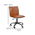 Sedia da ufficio girevole Flash Furniture con schienale basso, senza braccioli, a costine, di design