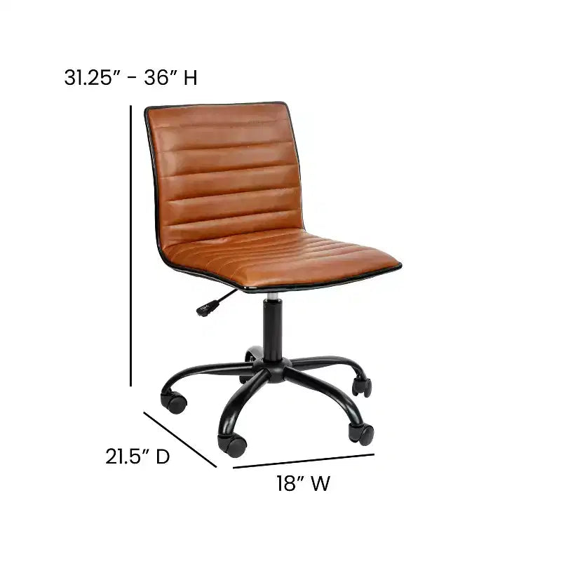 Sedia da ufficio girevole Flash Furniture con schienale basso, senza braccioli, a costine, di design