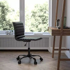 Sedia da ufficio girevole Flash Furniture con schienale basso, senza braccioli, a costine, di design