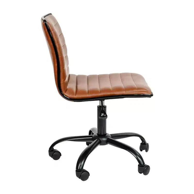 Sedia da ufficio girevole Flash Furniture con schienale basso, senza braccioli, a costine, di design