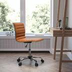 Sedia da ufficio girevole Flash Furniture con schienale basso, senza braccioli, a costine, di design