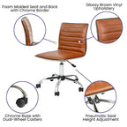 Sedia da ufficio girevole Flash Furniture con schienale basso, senza braccioli, a costine, di design