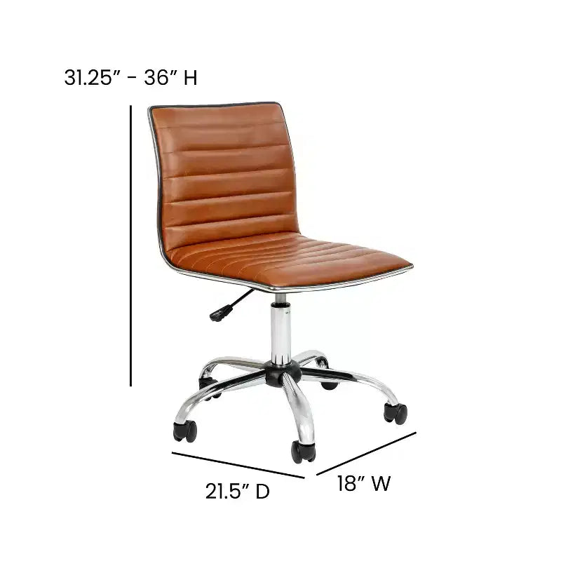 Sedia da ufficio girevole Flash Furniture con schienale basso, senza braccioli, a costine, di design