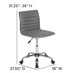 Sedia da ufficio girevole Flash Furniture con schienale basso, senza braccioli, a costine, di design