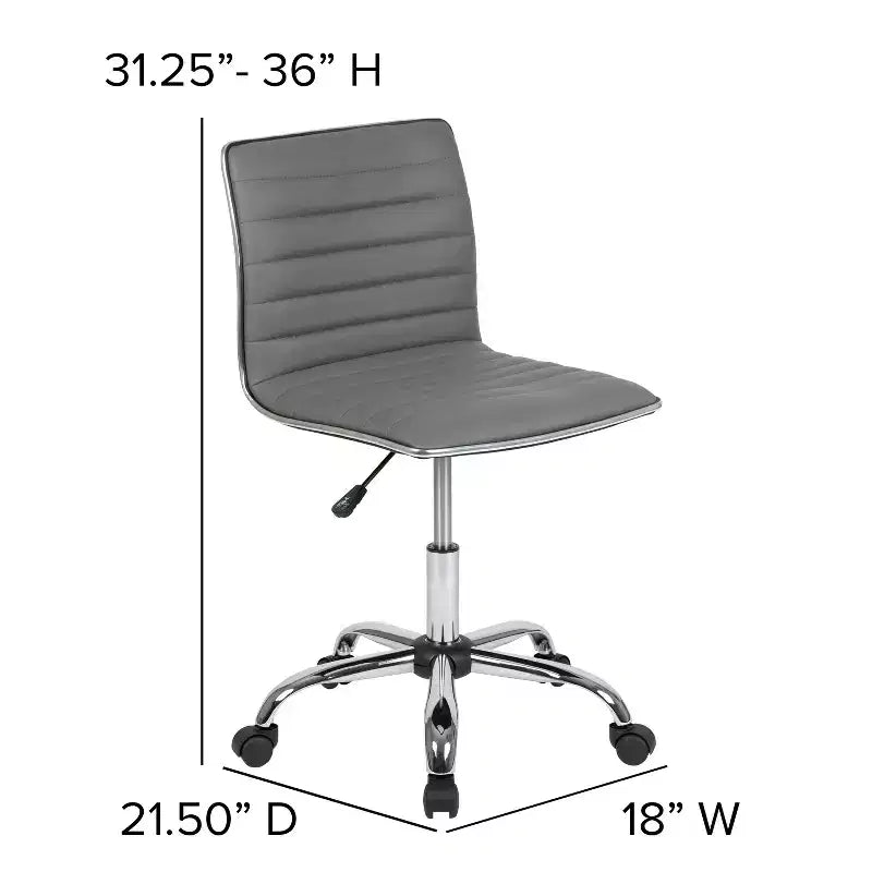 Sedia da ufficio girevole Flash Furniture con schienale basso, senza braccioli, a costine, di design