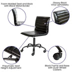 Sedia da ufficio girevole Flash Furniture con schienale basso, senza braccioli, a costine, di design