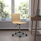 Sedia da ufficio girevole Flash Furniture con schienale basso, senza braccioli, a costine, di design