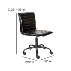 Sedia da ufficio girevole Flash Furniture con schienale basso, senza braccioli, a costine, di design