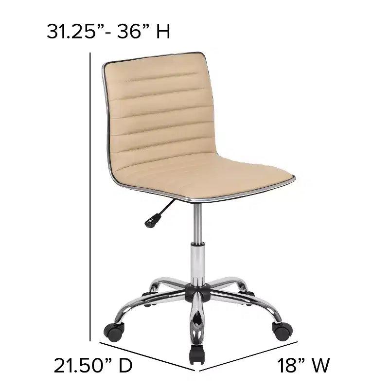 Sedia da ufficio girevole Flash Furniture con schienale basso, senza braccioli, a costine, di design