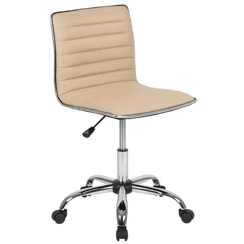 Sedia da ufficio girevole Flash Furniture con schienale basso, senza braccioli, a costine, di design