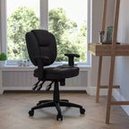 Sedia da ufficio ergonomica girevole multifunzione con schienale medio Flash Furniture con cuscino superiore e braccioli regolabili