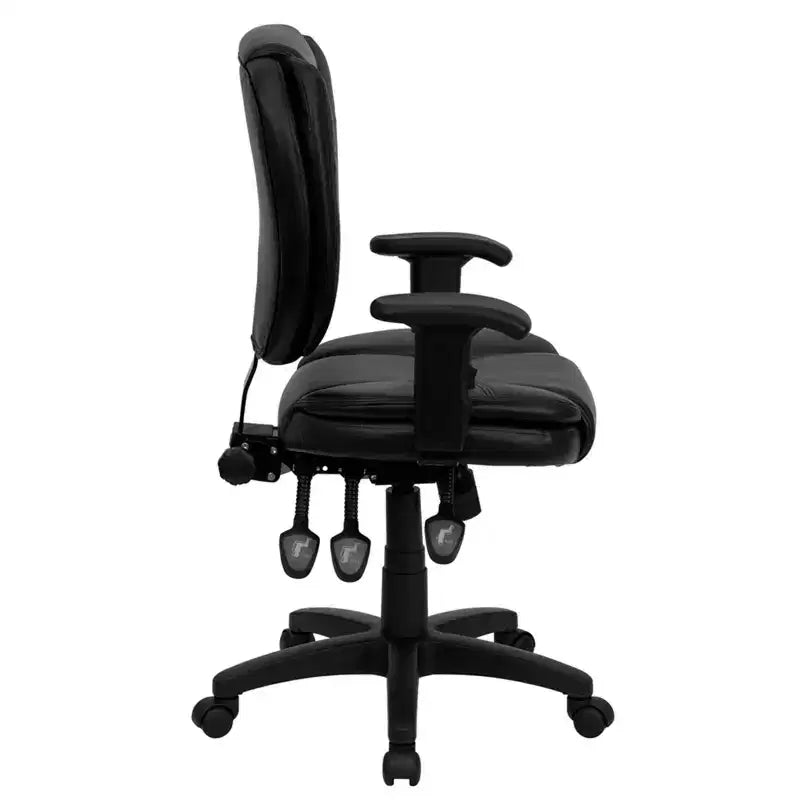 Sedia da ufficio ergonomica girevole multifunzione con schienale medio Flash Furniture con cuscino superiore e braccioli regolabili