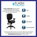 Sedia da ufficio ergonomica girevole multifunzione con schienale medio Flash Furniture con cuscino superiore e braccioli regolabili