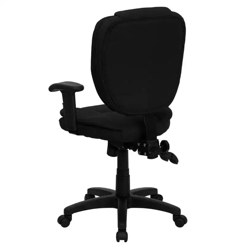 Sedia da ufficio ergonomica girevole multifunzione con schienale medio Flash Furniture con cuscino superiore e braccioli regolabili