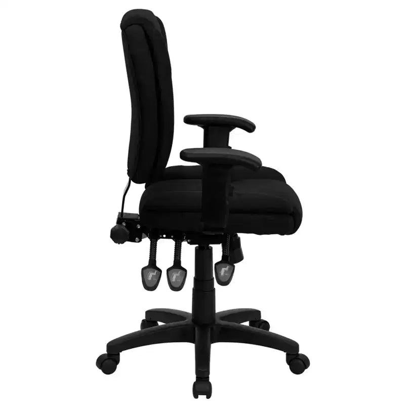 Sedia da ufficio ergonomica girevole multifunzione con schienale medio Flash Furniture con cuscino superiore e braccioli regolabili