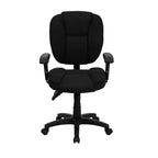 Sedia da ufficio ergonomica girevole multifunzione con schienale medio Flash Furniture con cuscino superiore e braccioli regolabili