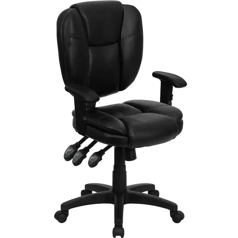 Sedia da ufficio ergonomica girevole multifunzione con schienale medio Flash Furniture con cuscino superiore e braccioli regolabili