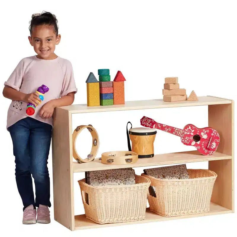 Mobile contenitore a due ripiani fronte-retro ECR4Kids Streamline, 61 cm, arredamento per aula