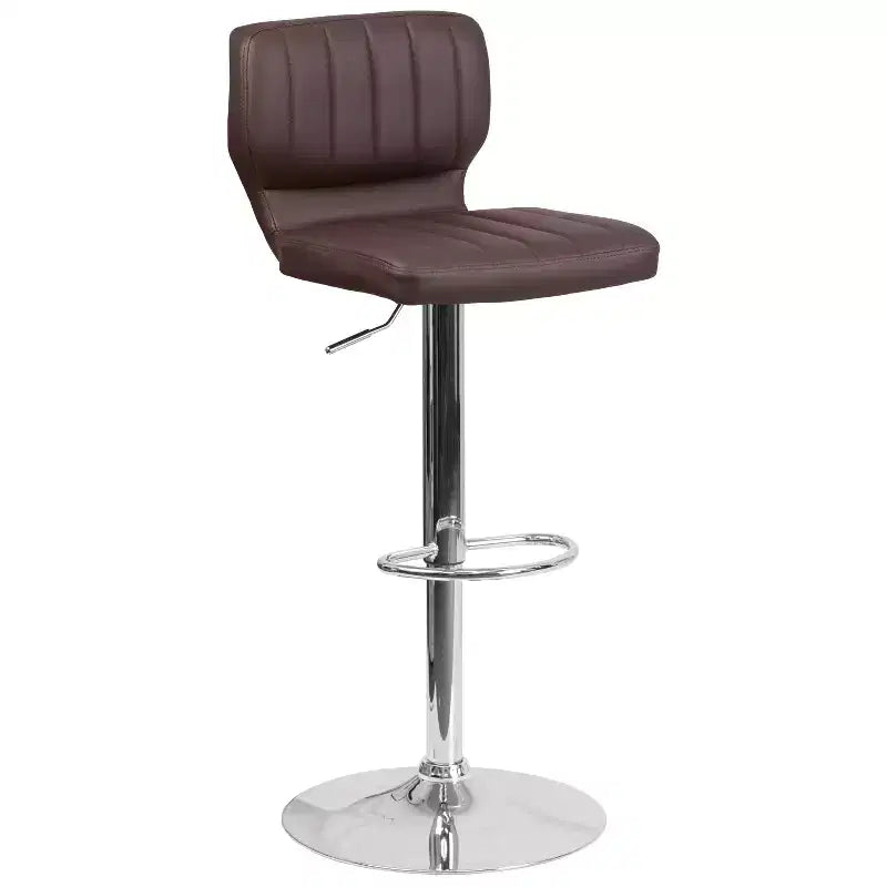 Emma and Oliver Vertical Stitch Back Swivel Adjustable Height Barstool