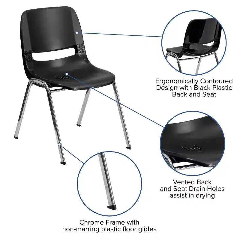 Sedia Impilabile Emma and Oliver Ergonomic Shell - Daycare Home School con 16 Posti a Sedere