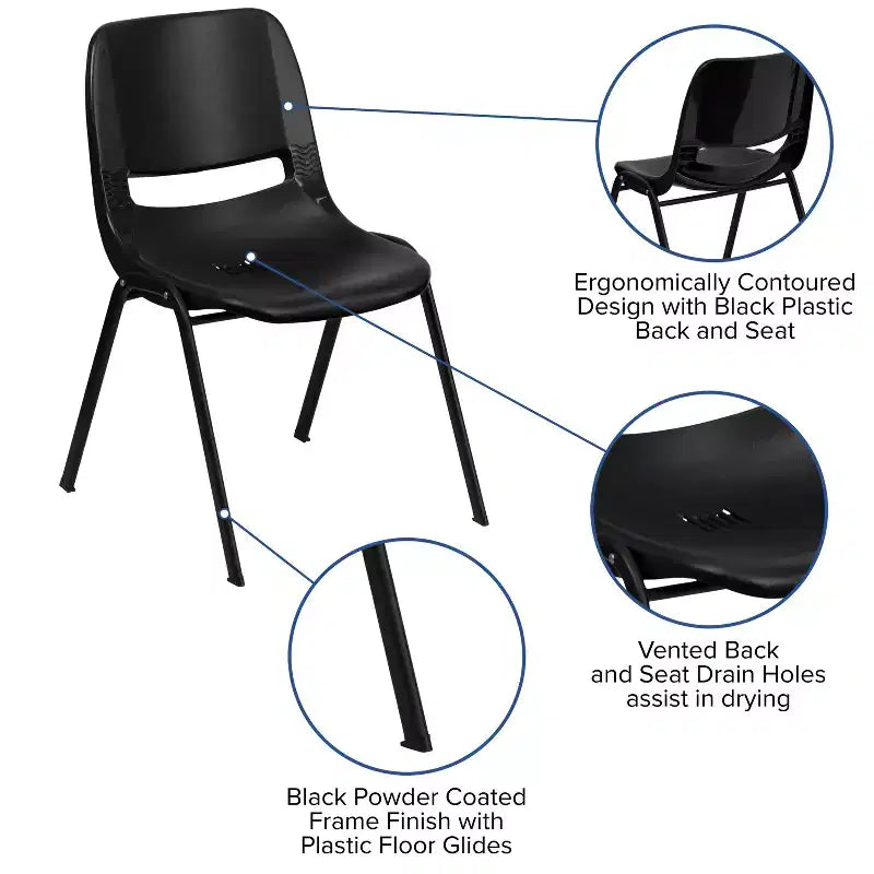Sedia Impilabile Emma and Oliver Ergonomic Shell - Daycare Home School con 16 Posti a Sedere