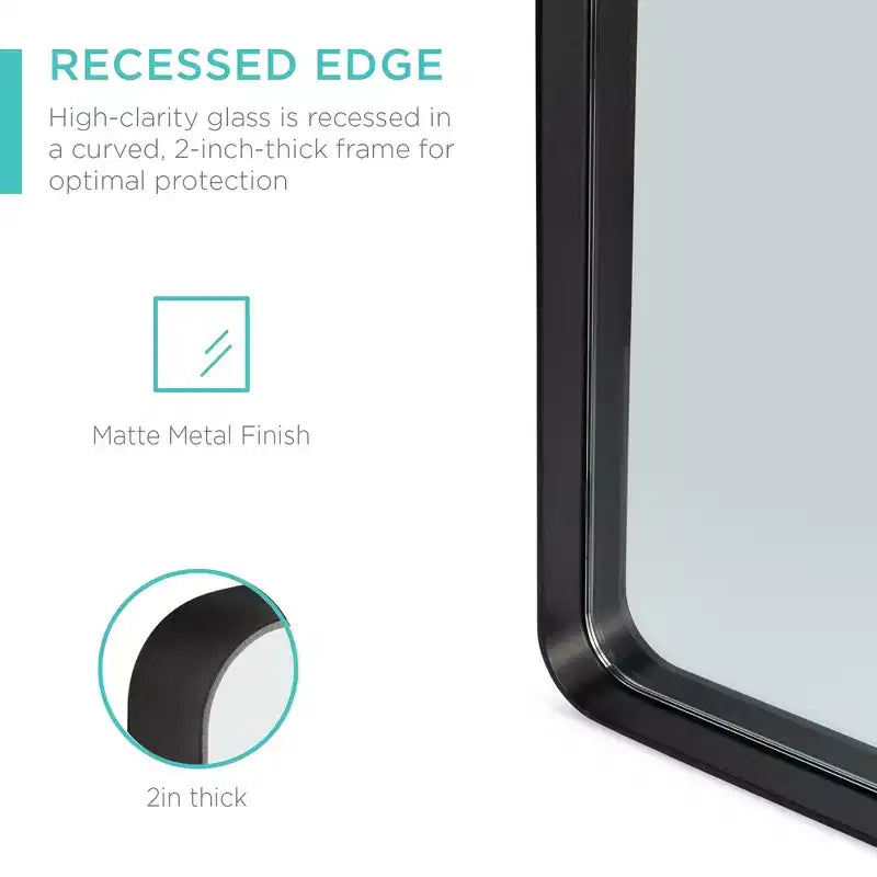 Best Choice Products, specchio da parete con angoli arrotondati e pellicola anti-esplosione, per mobiletto bagno incassato, 60x90 cm
