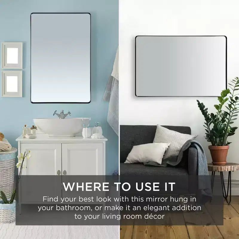 Best Choice Products, specchio da parete con angoli arrotondati e pellicola anti-esplosione, per mobiletto bagno incassato, 60x90 cm