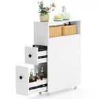 Costway Mobile Armadietto Bagno Stretto Portacarta Igienica w/ 2 Cassetti