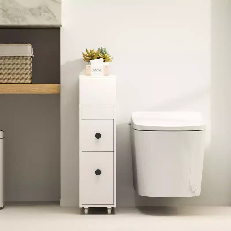 Costway Mobile Armadietto Bagno Stretto Portacarta Igienica w/ 2 Cassetti