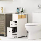 Costway Mobile Armadietto Bagno Stretto Portacarta Igienica w/ 2 Cassetti