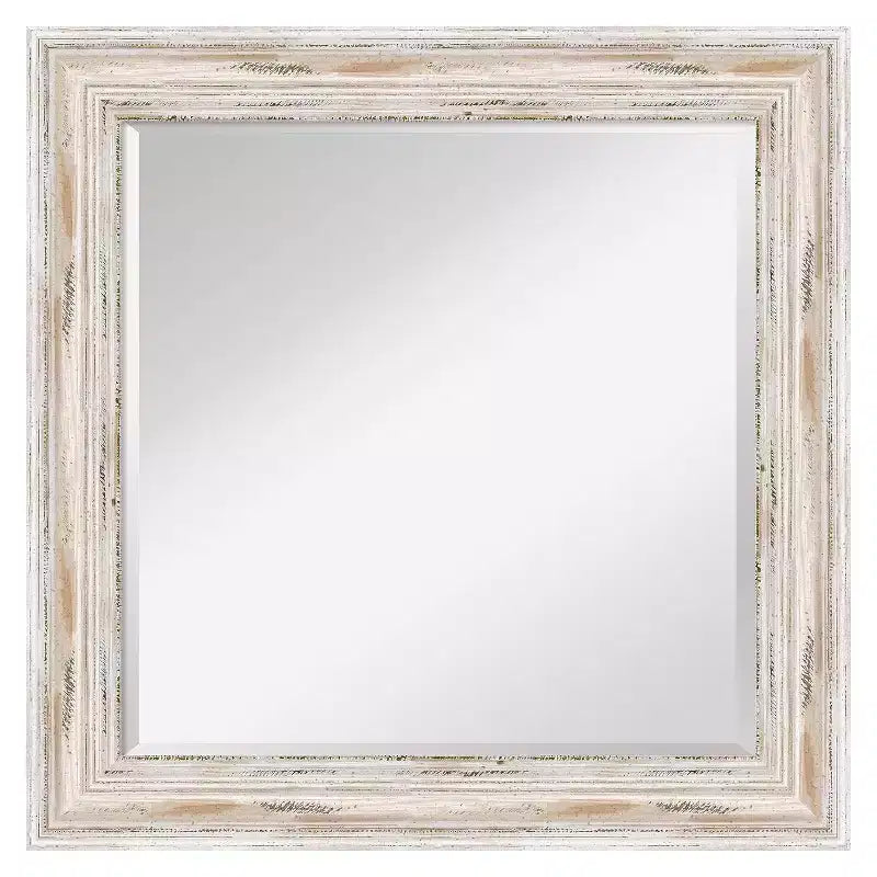 Alexandria White Wash Framed Wall Mirror - Amanti Art