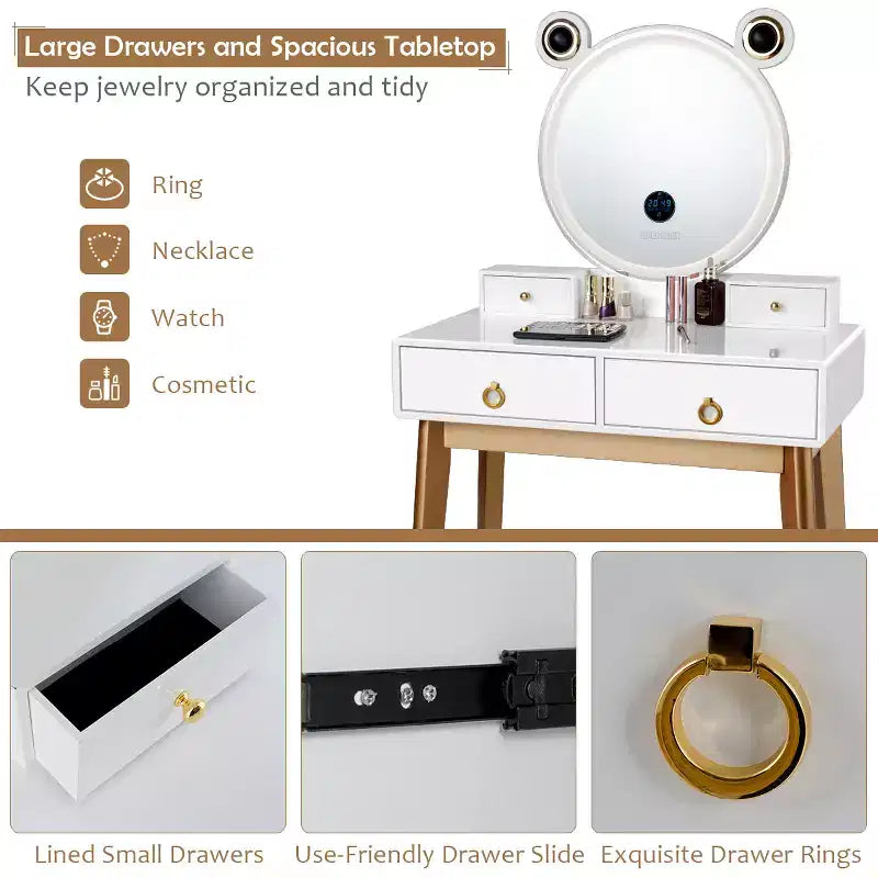 Set toeletta Costway con specchio dimmerabile touch screen