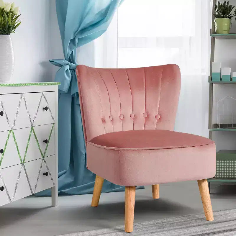 Costway Poltrona senza Braccioli Sedia Accent Imbottita in Velluto Sedia da Salotto Singolo Divano Imbottito BluVerdeRosa