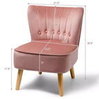 Costway Poltrona senza Braccioli Sedia Accent Imbottita in Velluto Sedia da Salotto Singolo Divano Imbottito BluVerdeRosa