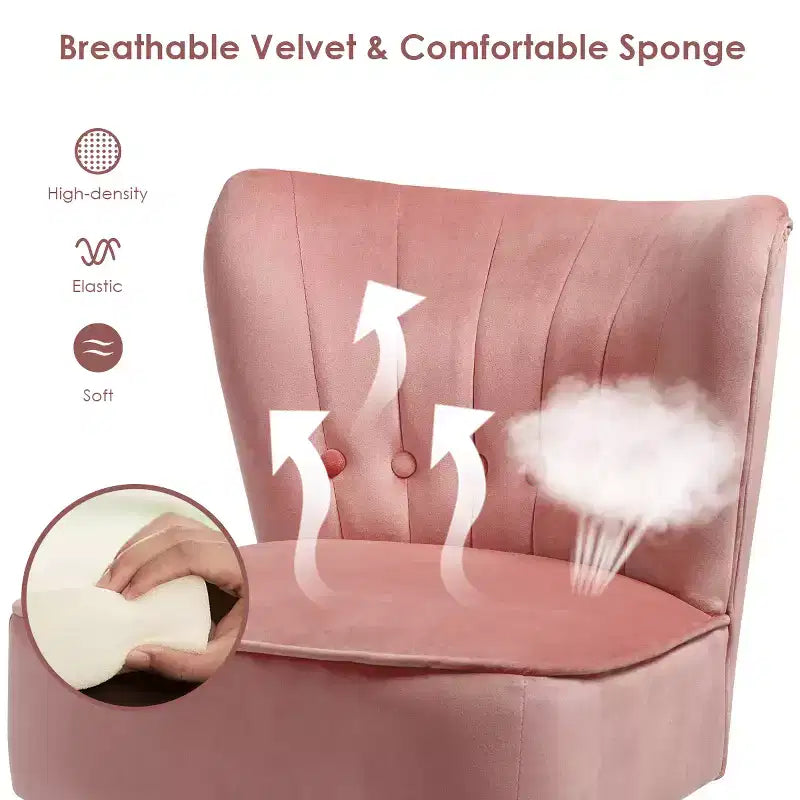 Costway Poltrona senza Braccioli Sedia Accent Imbottita in Velluto Sedia da Salotto Singolo Divano Imbottito BluVerdeRosa