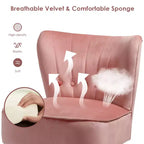 Costway Poltrona senza Braccioli Sedia Accent Imbottita in Velluto Sedia da Salotto Singolo Divano Imbottito BluVerdeRosa