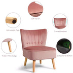Costway Poltrona senza Braccioli Sedia Accent Imbottita in Velluto Sedia da Salotto Singolo Divano Imbottito BluVerdeRosa