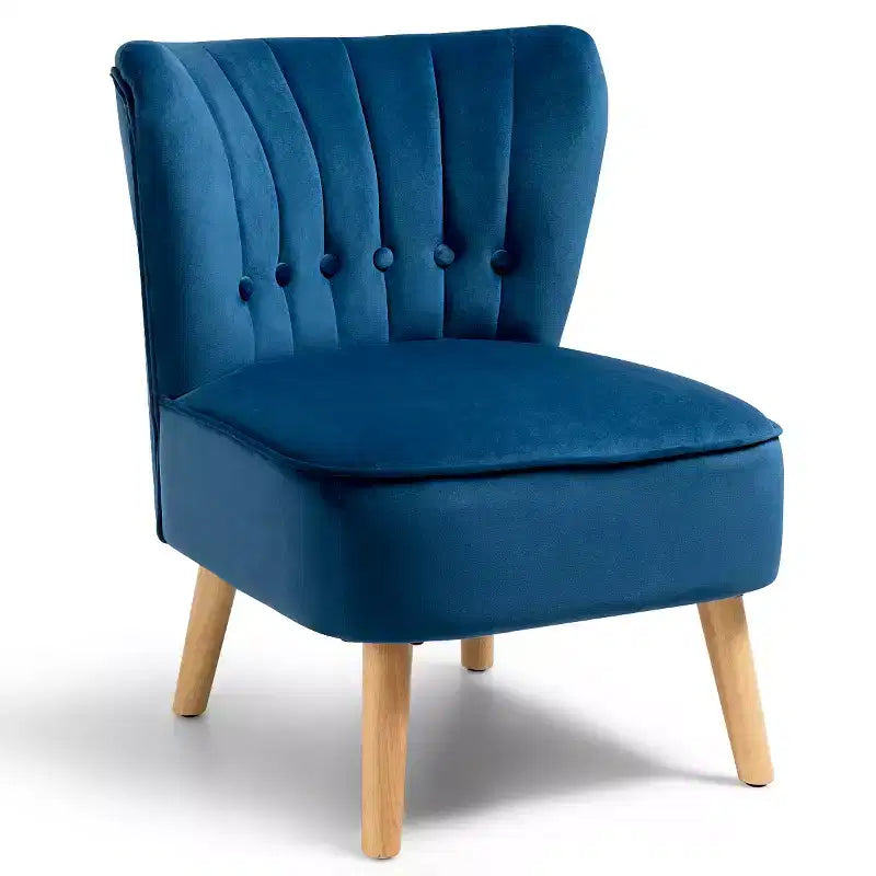 Costway Poltrona senza Braccioli Sedia Accent Imbottita in Velluto Sedia da Salotto Singolo Divano Imbottito BluVerdeRosa