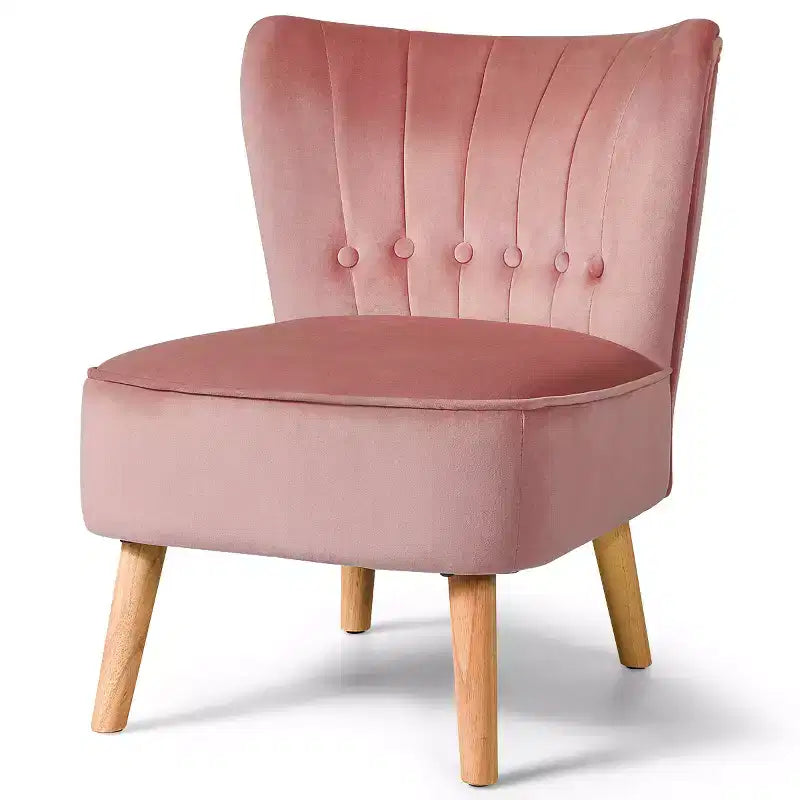 Costway Poltrona senza Braccioli Sedia Accent Imbottita in Velluto Sedia da Salotto Singolo Divano Imbottito BluVerdeRosa