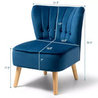 Costway Poltrona senza Braccioli Sedia Accent Imbottita in Velluto Sedia da Salotto Singolo Divano Imbottito BluVerdeRosa