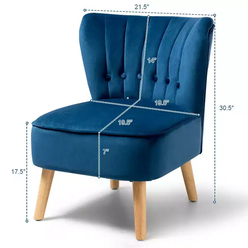 Costway Poltrona senza Braccioli Sedia Accent Imbottita in Velluto Sedia da Salotto Singolo Divano Imbottito BluVerdeRosa