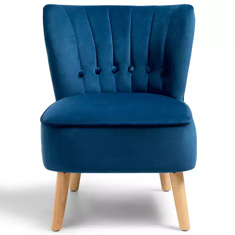 Costway Poltrona senza Braccioli Sedia Accent Imbottita in Velluto Sedia da Salotto Singolo Divano Imbottito BluVerdeRosa