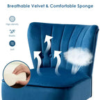 Costway Poltrona senza Braccioli Sedia Accent Imbottita in Velluto Sedia da Salotto Singolo Divano Imbottito BluVerdeRosa