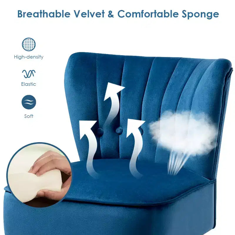 Costway Poltrona senza Braccioli Sedia Accent Imbottita in Velluto Sedia da Salotto Singolo Divano Imbottito BluVerdeRosa