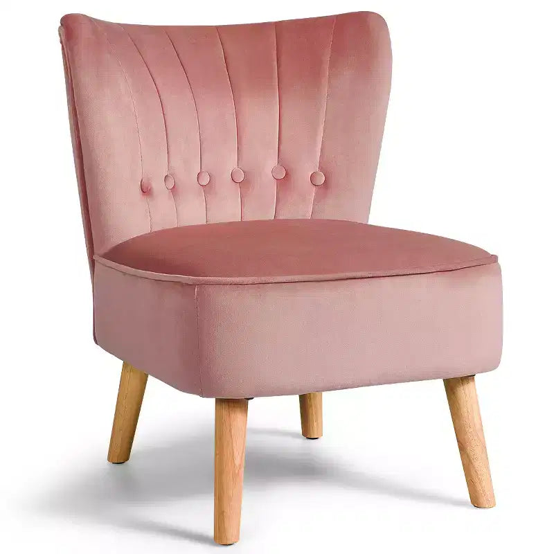 Costway Poltrona senza Braccioli Sedia Accent Imbottita in Velluto Sedia da Salotto Singolo Divano Imbottito BluVerdeRosa
