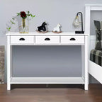Costway Tavolo Consolle da 47'' Tavolo da Ingresso Scrivania Laterale Tavolo d'Appoggio Cassetti Ripiano Ingresso Bianco