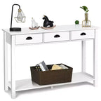 Costway Tavolo Consolle da 47'' Tavolo da Ingresso Scrivania Laterale Tavolo d'Appoggio Cassetti Ripiano Ingresso Bianco